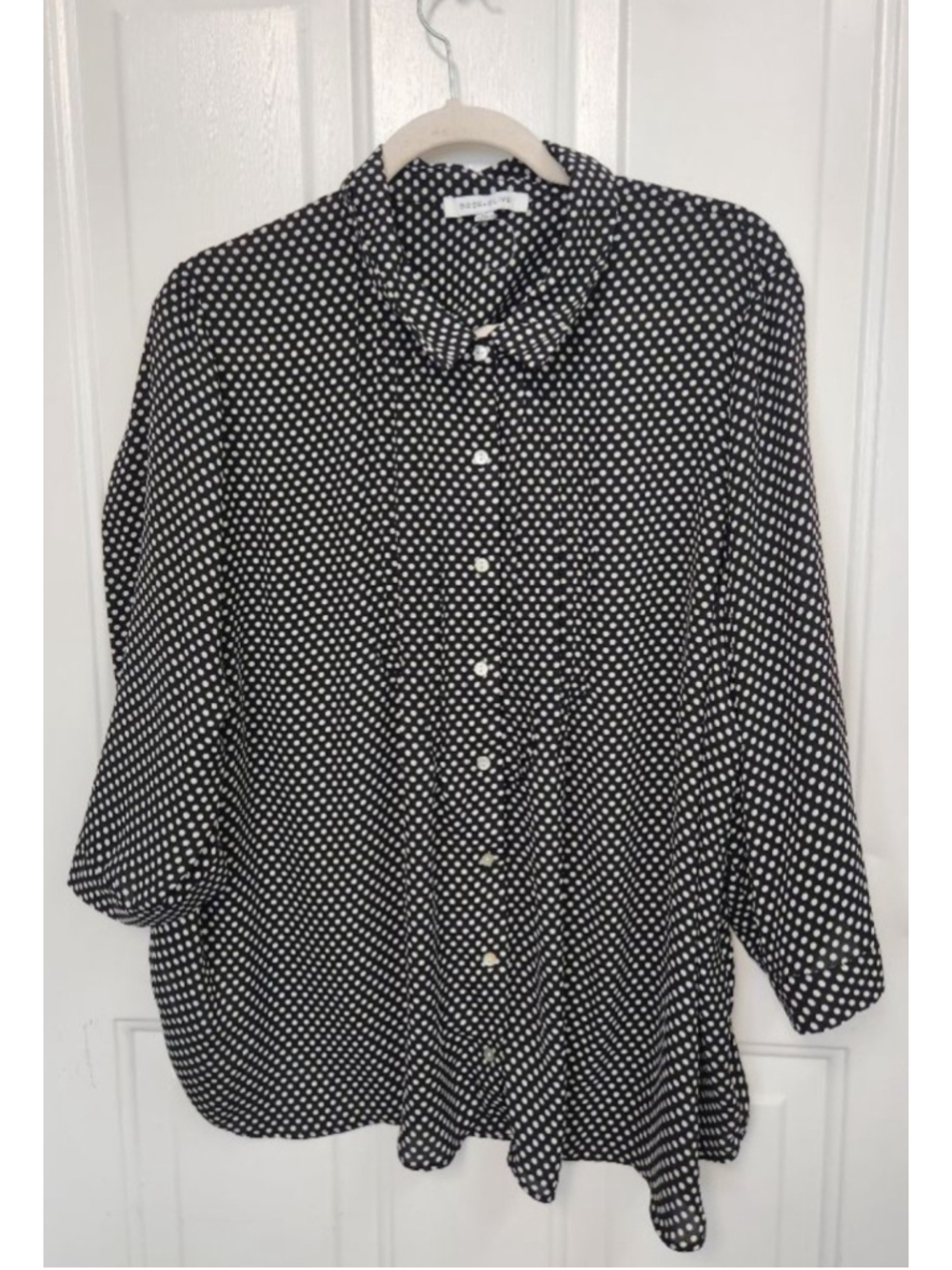 ROSE + OLIVE Black White Polka Dot Blouse 2X